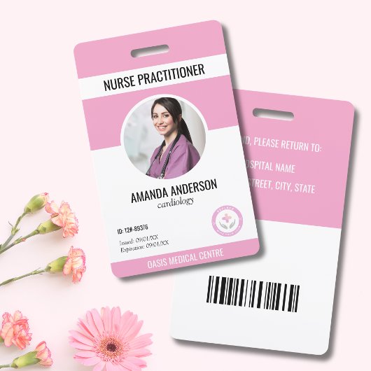 Ziekenhuis Medische ID Medewerker Roze Barcode QR Badge
