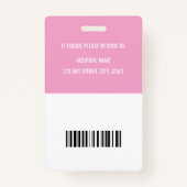 Ziekenhuis Medische ID Medewerker Roze Barcode QR Badge (Achterkant)