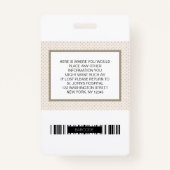 Ziekenhuis of Bedrijf Foto ID met Barcode Tan Badge (Achterkant)