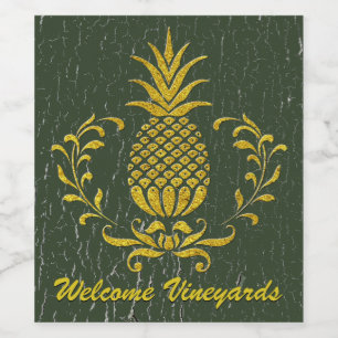 Ziekenhuis Pineapple Gold Weathered Paint Wijn Etiket