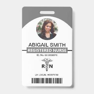 Ziekenhuis RN medewerker caduceus grijs foto sjabl Badge