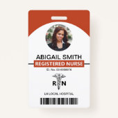 Ziekenhuis RN medewerker caduceus terracotta foto Badge (Voorkant)