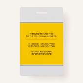 Ziekenhuis RN werknemer gele foto sjabloon Badge (Achterkant)