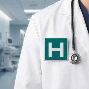 Ziekenhuis Road Sign Emergency Medical Facility Vierkante Button 5,1 Cm