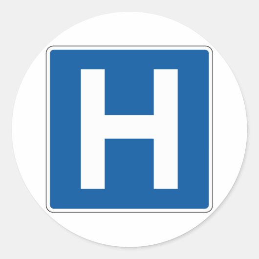 Ziekenhuis Straatbord Ronde Sticker (Voorkant)