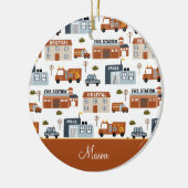 Ziekenhuis, vuur, Kind kerst van politiepatroon Keramisch Ornament (Links)