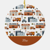 Ziekenhuis, vuur, Kind kerst van politiepatroon Keramisch Ornament (Achterkant)