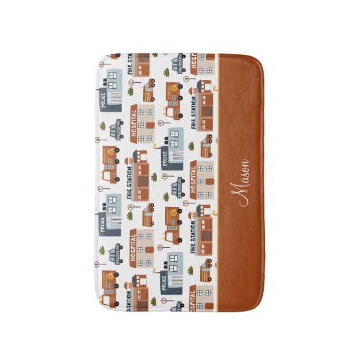 Ziekenhuis, vuur, stadspatroon van politie voor ki badmat (Voorkant Verticaal)