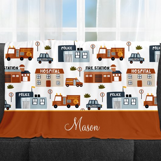 Ziekenhuis, vuur, stadspatroon van politie voor ki fleece deken