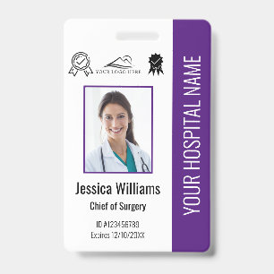 Ziekenhuis Werknemer Foto Certificering Paarse ID Badge