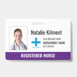 Ziekenhuis Werknemer Foto Naam Logo Paars Violet Badge