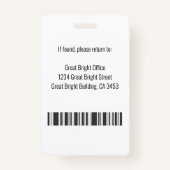 Ziekenhuis Werknemer Foto Naam Logo Zwart-wit Badge (Achterkant)