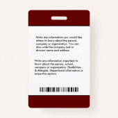 Ziekenhuis Zakelijk Medewerker Foto Logo ID Kaart Badge (Achterkant)