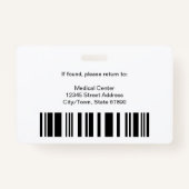 Ziekenhuisarts Logo Foto-streepjescode ID Badge (Achterkant)