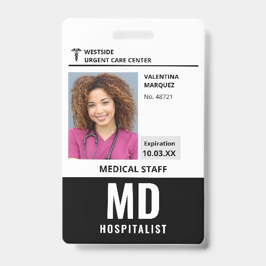 Ziekenhuisarts MD ID Pasfoto Logo Badge (Voorzijde)