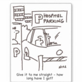 Ziekenhuisauto-Cartoon. Sticker (Voorkant)