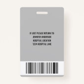 Ziekenhuisgrijze id met Logo Badge (Achterkant)
