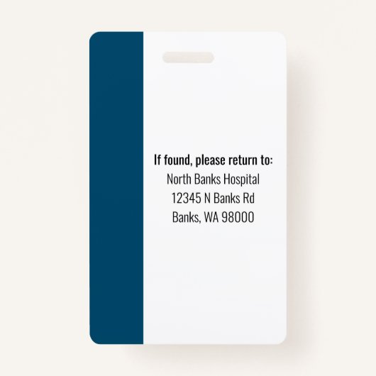 Ziekenhuiskaart Badge (Achterkant)