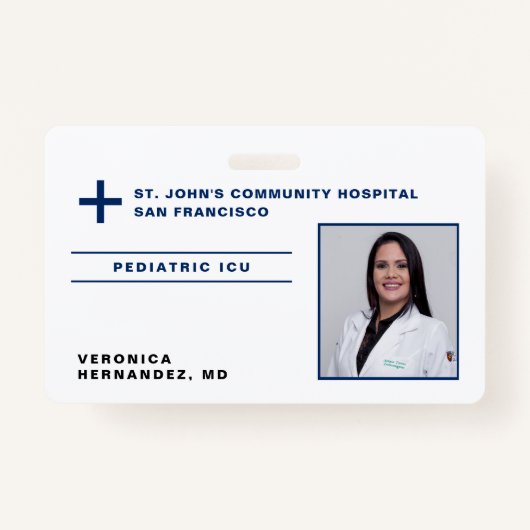 Ziekenhuismarine Blue Medical Doctor Logo Foto ID Badge (Voorkant)