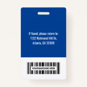 Ziekenhuismedewerker Foto ID Streepjescode Naam Lo Badge (Achterkant)