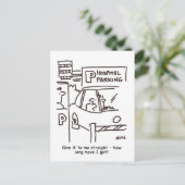 ZiekenhuisparkeerCartoon Briefkaart (Staand voorkant)