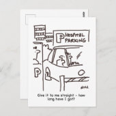 ZiekenhuisparkeerCartoon Briefkaart (Voorkant / Achterkant)