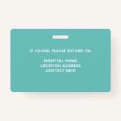 Ziekenhuispersoneel Ziektedienst ID Badge (Achterkant)