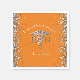 Ziekenhuisschool Afstuderen Oranje zilver Servet