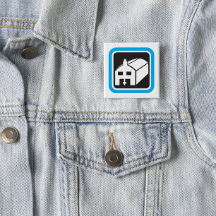 Ziekenhuisschuur Icon Minimalist Healthcare Facili Vierkante Button 5,1 Cm