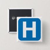 ziekenhuissymbool vierkante button 5,1 cm (Voorkant /achterkant)