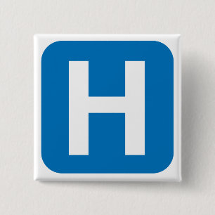 ziekenhuissymbool vierkante button 5,1 cm