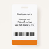 Ziekenhuiswerknemer Foto naam Logo Sinaasappel en  Badge (Achterkant)