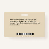 Ziekenhuizen Dienst Aangepaste foto-ID Badge (Achterkant)