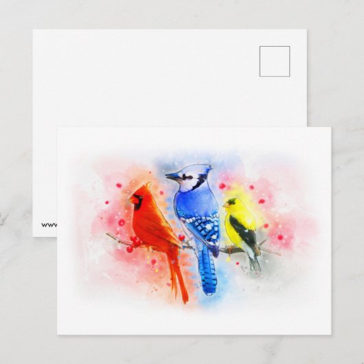 Ziekjes van wintervogelschilderij waterverf briefkaart (Voorkant / Achterkant)
