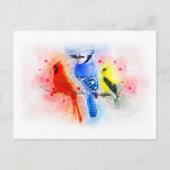 Ziekjes van wintervogelschilderij waterverf briefkaart (Voorkant)