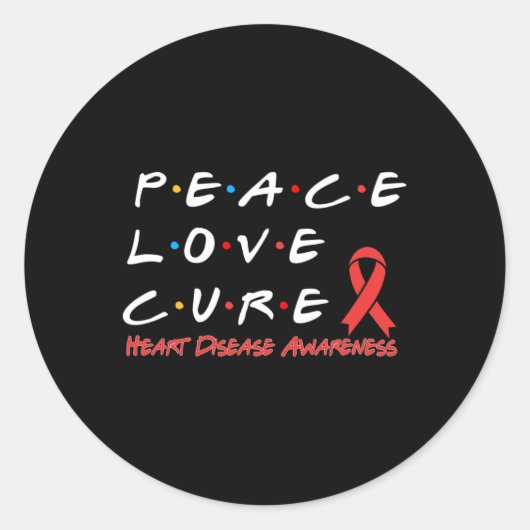 Ziekte Bewustzijn Vrede Liefde Cure Ronde Sticker (Voorkant)