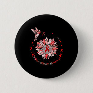 Ziekte Bewustzijn Zonnebloem Kolibrie Ribbon Ronde Button 5,7 Cm