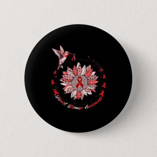 Ziekte Bewustzijn Zonnebloem Kolibrie Ribbon Ronde Button 5,7 Cm (Voorkant)