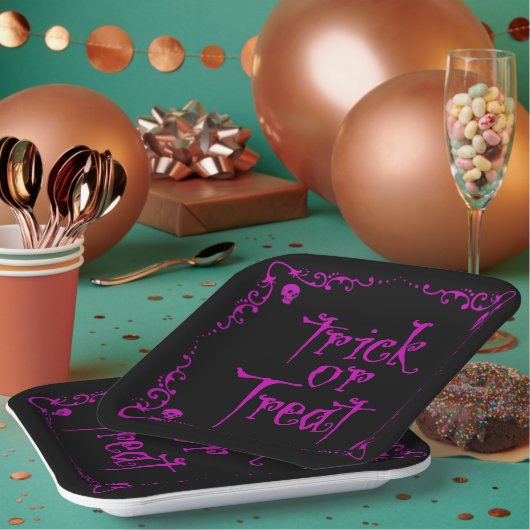 Ziekte Paarse Trick or treat Papieren Bordje (Multi)