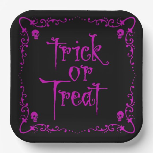Ziekte Paarse Trick or treat Papieren Bordje (Voorkant)