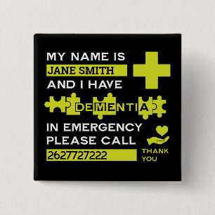 Ziekte van Alzheimer alert Vierkante Button 5,1 Cm