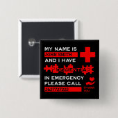 Ziekte van Alzheimer alert Vierkante Button 5,1 Cm (Voorkant /achterkant)