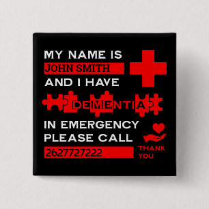 Ziekte van Alzheimer alert Vierkante Button 5,1 Cm