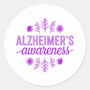 Ziekte van Alzheimer Paarse Bloemen Ronde Sticker