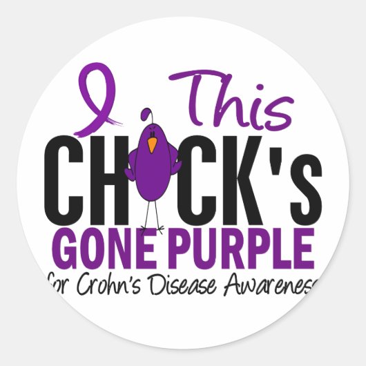 ZIEKTE VAN CROHNS Chick Gone Paarse Ronde Sticker (Voorkant)