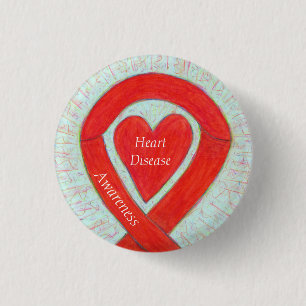 Ziekte van het hart Bewustmaking Rode Harde Koolst Ronde Button 3,2 Cm