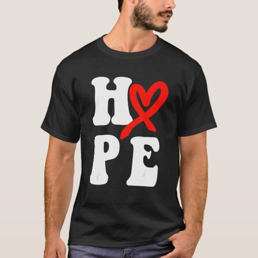 Ziekte van het hart Maand Hoop  Hart H T-shirt (Voorkant)