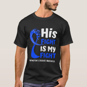 Ziekte van Huntington Bewustzijn Blue Ribbon Famil T-shirt