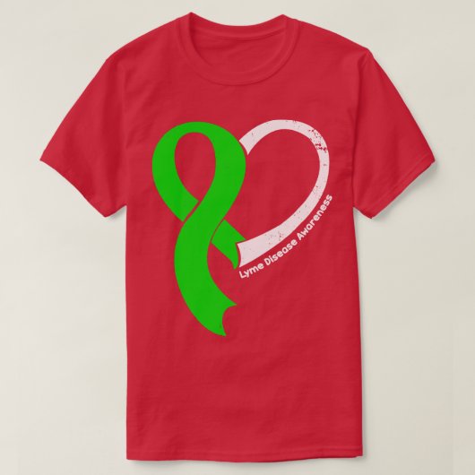 Ziekte van Lyme Bewustzijn Hoop Liefde Hart Lint H T-shirt (Design voorkant)