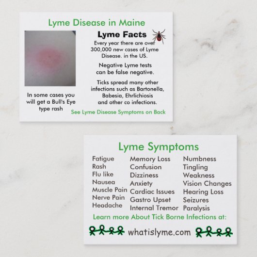 Ziekte van Lyme bij Maine Informatie Kaarten Visitekaartje (Voorkant / Achterkant)